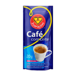Café com Leite Sachê 3 Corações 20g Com 50 Unidades