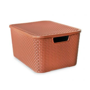 Organizador Rattan Com Tampa 7L Marrom