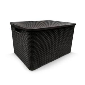 Organizador Rattan Com Tampa 7L Preto