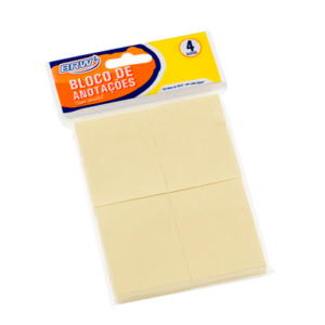 Bloco de Anotações Adesivo 38x51MM De 50 Folhas Com 4 Unidades Amarelo