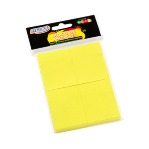 Bloco de Anotações Adesivo 38x51MM Com 4 Unidades Amarelo Neon