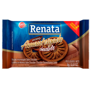 Biscoito Amanteigado Chocolate 2x2 Renata Com 280 Unidades
