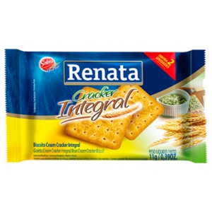 Biscoito Integral Cream Cracker 2x2 Renata Com 180 Unidades