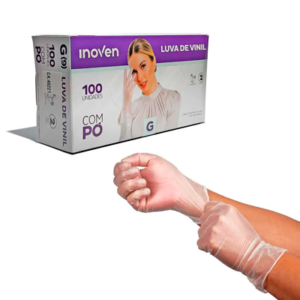 Luva Vinil Com Pó Tamanho G Com 100 Unidades - Inoven