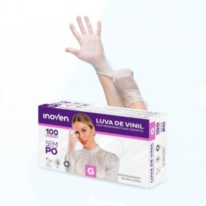 Luva Vinil Sem Pó Tamanho G Com 100 Unidades - Inoven