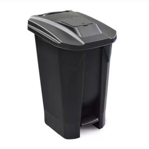 Lixeira 120 Litros Preta Com Roda Pedal Tampa Click Arqplast